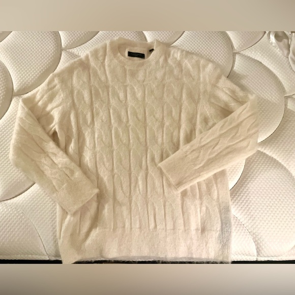 AllSaints Large Mohair Blend Cable Knit Sweater Kosmic Crew